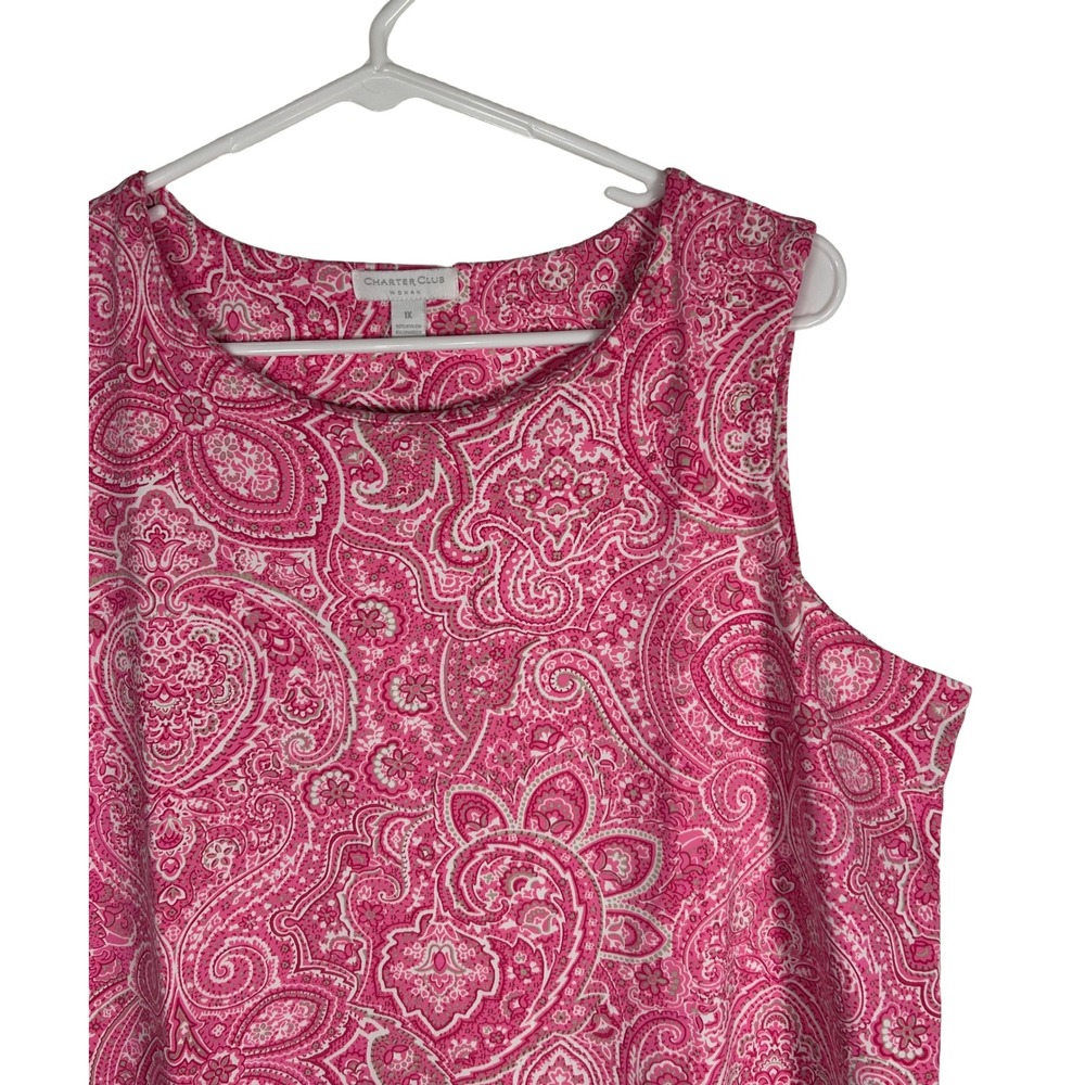 Charter Club Woman Pink Paisley Sleeveless Shift Dress‎ Plus Size 1X Stretch - Picture 2 of 7